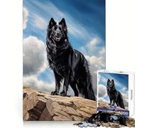 Puzzle da 1000 pezzi con pastore tedesco nero per adulti, ideale per stimolare la memoria, per il tempo libero e il divertimento Incastro perfetto Regalo di Natale (38x52cm)