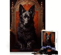 Puzzle da 1000 pezzi con pastore tedesco nero su trono, ideale per adolescenti, per un esercizio mentale, per il relax e il divertimento, perfetto per Natale (38x26cm)