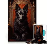 Puzzle da 1000 pezzi con pastore tedesco nero su un trono,pezzi a incastro preciso,giocattolo creativo e divertente,momento di relax,regalo di compleanno 38x52cm