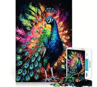 Puzzle da 1000 pezzi con pavone ad acquerello per ragazzi, gioco mentale divertente per il tempo libero, taglio di alta qualità, regalo pensato con cura (50x75cm)
