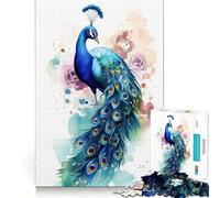 Puzzle da 1000 pezzi con pavone ad acquerello per ragazzi, rompicapo rilassante, arte da assemblare, regalo di alta qualità (50x75cm)
