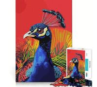 Puzzle da 1000 pezzi con pavone in stile Pop Art di Andy Warhol per adolescenti, ideale per migliorare la memoria, favorire il rilassamento mentale e creare un regalo creativo (38x52cm)