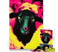 Puzzle da 1000 pezzi con pecora nera al neon per adulti, ideale per l'allenamento mentale, una fuga rilassante, con taglio uniforme, perfetto come regalo per le vacanze (38x26cm)