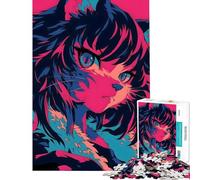 Puzzle da 1000 pezzi con personaggi felini in stile anime gioco educativo sfida di gioco ottimo regalo e passatempo per le vacanze a casa (dimensioni 38x52cm)