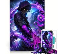 Puzzle da 1000 pezzi con personaggio anime e energia viola,ideale per adolescenti,gioco stimolante per la mente,montaggio sicuro e stabile,attività divertente per tutta la famiglia (38x52cm)