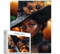 Puzzle da 1000 pezzi con personaggio della strega dalla pelle scura per adulti Halloween sfondo artistico puzzle colorato fai da te per la decorazione della casa regali puzzle famiglia perfetto per