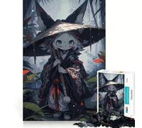 Puzzle da 1000 pezzi con personaggio volpe anime nella foresta pluviale per adulti,gioco di memoria,incastro perfetto senza spazi vuoti,attività rilassante per pause mentali (38x26cm)
