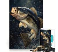 Puzzle da 1000 pezzi con pesce persico e dipinto sottomarino,decorazione pulita e adatta,attività stimolante per la mente,momento di relax,regalo di Natale divertente (38x26cm)
