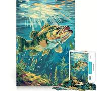 Puzzle da 1000 pezzi con pesce persico sott'acqua,gioco di precisione e cognitivo,ideale per il tempo libero e come regalo di Natale (38x26cm)