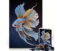 Puzzle da 1000 pezzi con pesci Betta blu e oro per adulti, stimolante per lo sviluppo cognitivo e rilassante, con chiusura a scatto, ideale come regalo di Natale (38x52cm)