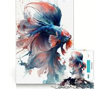 Puzzle da 1000 pezzi con pesci combattenti siamesi ad acquerello,gioco di costruzione Focus,incastro perfetto,attività gratificante per le giornate di pioggia (38x26cm)