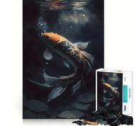 Puzzle da 1000 pezzi con pesci koi che nuotano in pace, ideale per adulti e ragazzi Gioco di logica, relax e precisione, perfetto per i desideri di Babbo Natale (50x75cm)