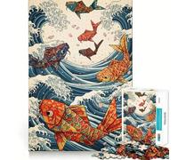Puzzle da 1000 pezzi con pesci koi e onde oceaniche, ideale per adolescenti Gioco di logica e divertimento a casa Taglio preciso Regalo perfetto (38x26cm)