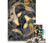 Puzzle da 1000 pezzi con pesci koi e vetrata artistica gioco per tutta la famiglia attività divertenti da fare a casa compleanno e Natale 50x75cm