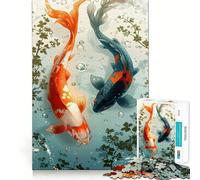 Puzzle da 1000 pezzi con pesci koi Yin e Yank per adulti,gioco divertente e stimolante,taglio laser di alta qualità,ideale per momenti di relax e allenamento mentale a casa (50x75cm)
