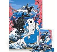 Puzzle da 1000 pezzi con pesci koi Yin Yang di Hokusai, ideale per ragazzi, stimola il pensiero creativo, attività ricreativa, incastro perfetto, (50x75cm)