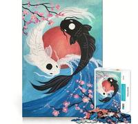 Puzzle da 1000 pezzi con pesci koi Yin Yang per adulti Un'attività che stimola la mente e il gioco I pezzi si incastrano perfettamente,senza perdersi alleviare lo stress (38x52cm)