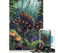 Puzzle da 1000 pezzi con pesci neri e dorati in una lussureggiante scena sottomarina Gioco di logica,momenti di relax e divertimento Regalo di Natale (50x75cm)