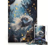 Puzzle da 1000 pezzi con pesci stilizzati in una scena sottomarina per adolescenti, gioco per l'esercizio mentale, relax e design, ideale per la lista dei desideri di Babbo Natale 50x75cm