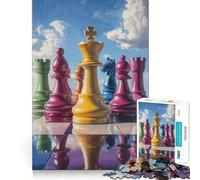 Puzzle da 1000 pezzi con pezzi degli scacchi sotto il cielo,perfetto per un gioco artistico che stimola la mente,divertente e rilassante,ideale come regalo di Natale (38x52cm)