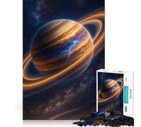 Puzzle da 1000 pezzi con pianeta ad anelli e fulmini nello spazio per adulti (38x52cm) Gioco intelligente, rilassante, con un motivo che si assembla con calma