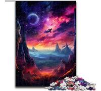 Puzzle da 1000 pezzi con pianeta colorato nello spazio, in legno, idea regalo per le feste, opera d'arte umoristica, opera d'arte dettagliata 50x75cm per compleanno, festa, Natale, Halloween