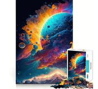 Puzzle da 1000 pezzi con pianeti e spazio al neon per ragazzi, ideale per stimolare la creatività, perfetto per la casa, con taglio preciso e come regalo per le feste (38x52cm)