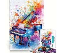Puzzle da 1000 pezzi con pianoforte e musica, ideale per adulti, con design logico e rilassante, con bordi trasparenti Regalo perfetto (50x75cm)