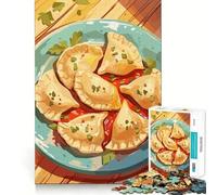 Puzzle da 1000 pezzi con piatto di pierogi,salsa ed erbe aromatiche,incastro perfetto,gioco di abilità artistica e di pensiero per il tempo libero,regalo di Natale (38x26cm)