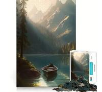 Puzzle da 1000 pezzi con piccola barca per adulti, gioco di logica puro, divertimento rilassante, tagli netti, 50x75cm