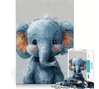 Puzzle da 1000 pezzi con piccolo elefante blu per adulti e ragazzi, gioco di logica, rilassante, taglio preciso, regalo di Natale 38x52cm