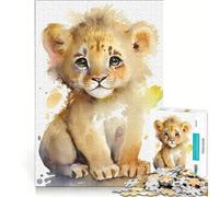 Puzzle da 1000 pezzi con piccolo leone ad acquerello gioco educativo attività divertenti da fare a casa regalo di compleanno regalo di viaggio 50x75cm