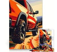 Puzzle da 1000 pezzi con pick-up rosso fuoristrada per adolescenti, gioco di logica mentale, tranquillo, con taglio preciso, ideale come regalo di Babbo Natale (38x26cm)