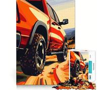 Puzzle da 1000 pezzi con pick-up rosso fuoristrada per ragazzi, gioco di puzzle per allenare la mente, gioco di gruppo, arte da assemblare, regalo classico (38x52cm)