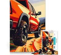 Puzzle da 1000 pezzi con pick-up rosso fuoristrada per ragazzi, ideale per migliorare la memoria, per un relax informale e per un'esposizione artistica di alta qualità (50x75cm)