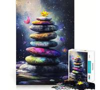 Puzzle da 1000 pezzi con pietre impilate e fiore, ideale per ragazzi, un gioco intelligente per trascorrere del tempo di qualità insieme Taglio preciso, pezzo da collezione 38x52cm