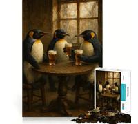 Puzzle da 1000 pezzi con pinguini che bevono birra in un pub, ideale per adolescenti Migliora la memoria, rilassa e facilita il gioco Dimensioni precise, regalo creativo (38x26cm)