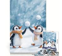 Puzzle da 1000 pezzi con pinguini giocosi in inverno per adulti, gioco intelligente, divertente, con bordi affilati, ideale per i desideri di Babbo Natale (50x75cm)