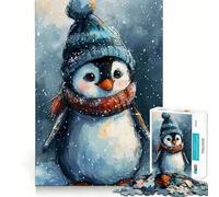 Puzzle da 1000 pezzi con pinguino ad acquerello, ideale per adulti, con design logico e rilassante, con bordi chiari e un regalo speciale (38x52cm)