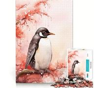 Puzzle da 1000 pezzi con pinguino ad acquerello per adulti, gioco intelligente, divertente e con bordi affilati, ideale per i desideri di Babbo Natale (38x26cm)