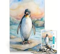 Puzzle da 1000 pezzi con pinguino ad acquerello, per adulti, gioco intelligente e divertente, bordi lisci, regalo per le festività (38x52cm)
