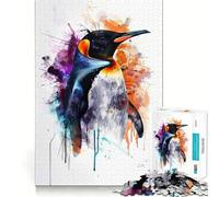 Puzzle da 1000 pezzi con pinguino ad acquerello per adulti, ideale per stimolare la mente e ridurre lo stress, con bordi precisi, perfetto come decorazione da parete (50x75cm)