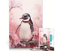 Puzzle da 1000 pezzi con pinguino ad acquerello per adulti, rompicapo rilassante, immagine da assemblare, oggetto ideale per i desideri di Babbo Natale (38x52cm)