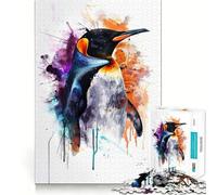Puzzle da 1000 pezzi con pinguino ad acquerello per ragazzi, ideale per migliorare la memoria, per un gioco rilassante e di facile utilizzo Decorazione murale (38x26cm)
