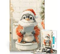 Puzzle da 1000 pezzi con pinguino che legge sul water, ideale per adolescenti Gioco di logica e svago, taglio di alta qualità, regalo originale (38x26cm)