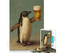 Puzzle da 1000 pezzi con pinguino e birra, ideale per ragazzi, gioco di logica, gioco di gruppo, taglio di precisione, regalo originale (50x75cm)