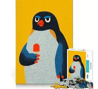 Puzzle da 1000 pezzi con pinguino e ghiacciolo su sfondo giallo per adulti, ideale per migliorare la memoria, alleviare lo stress e creare un gioco di puzzle, perfetto come regalo di Natale (38x52cm)