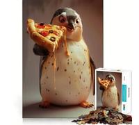 Puzzle da 1000 pezzi con pinguino e pizza per ragazzi, ideale per migliorare la memoria, rilassante e divertente, con un design elegante da assemblare (38x52cm)