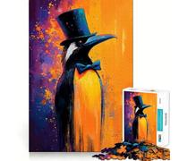 Puzzle da 1000 pezzi con pinguino in cilindro per ragazzi, ideale per migliorare la memoria, hobby tranquillo, bordi precisi, regalo di compleanno (38x26cm)