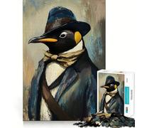 Puzzle da 1000 pezzi con pinguino in giacca e cravatta per ragazzi, ideale per rafforzare la memoria, per il tempo libero a casa, con bordi netti e un regalo prezioso (50x75cm)